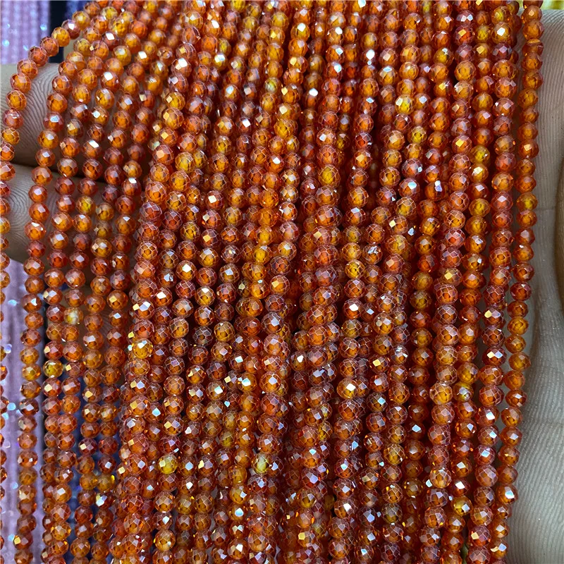 2 3 4 MM Natural Faceted Zircon Loose Stone Beads Quartz Crystal for Jewelry Making DIY Bracelet Necklace Ring Accessries loose stone beads