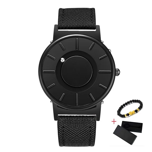 Новые магнитные мужские часы eutour, кварцевые мужские и женские часы, модные повседневные наручные часы с ремешками erkek kol saati - Color: 1Black Black Nylon