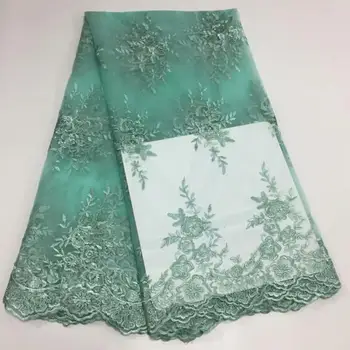 

2020 High Quality Embroidered Mesh Net Laces Fabric Green African Guipure Tulle Wedding Lace Material Indonesia French Fabrics