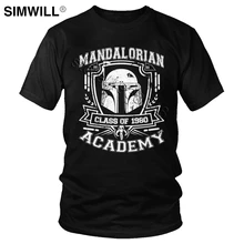 Для мужчин Классические Мандалорское Академии футболка истребитель футболка Star Wars Рубашка с короткими рукавами летняя хлопковая футболка в стиле ретро дизайн Костюмы