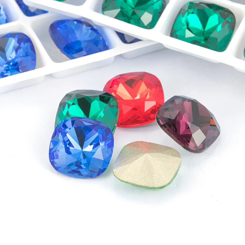 레드 블루 라인스톤 크리스탈 포인트 백 쿠션 스톤, 완벽한 스트라스, 멋진 주얼리, 바느질 옷 장식, 유리 스톤