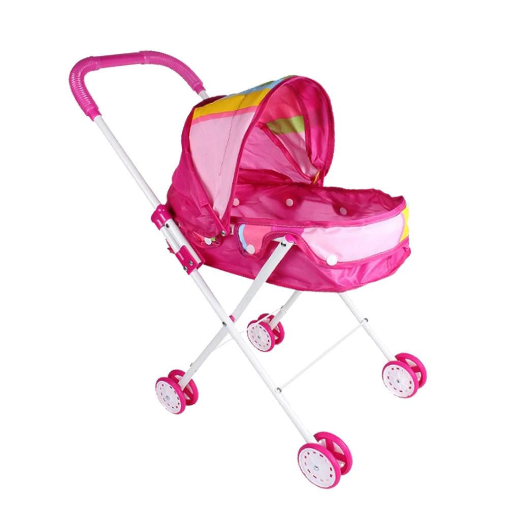 

ABS Plastic Doll Stroller (Iron Support Frame) Baby Doll Carriage, Pretend Play Toy for Toddlers Little Girls Boys Children