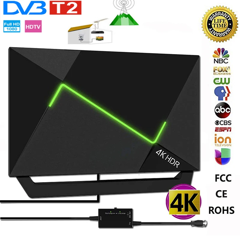 980 миля цифровая антенна ТВ Крытый усилитель сигнала DVB-T2 HDR ISDB-T приемник