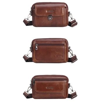 

LJL-YIANG Leather Men's Shoulder Bag Phone Belt Bag Multifunctional Crossbody Small Bag Large Capacity Crossbody Bag