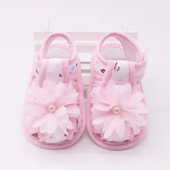 

h Summer Lace Flower Kids Anti-slip Soft Sole Bottom Walking Princess Shoes First Walkers 0-24M Lovely Newborn Kids Gifts