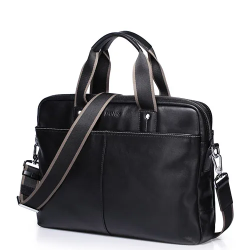 Распродажа! SAMMONS мужской портфель из натуральной кожи, Классическая мужская сумка для отдыха из воловьей кожи, мужские деловые сумки для ноутбука - Цвет: Черный