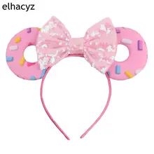 

2022 Macaron Sequins Summer Mouse Ears Hairband Women Girls Hair Bows Donuts Ears Headband Kids Birthday Party Hair Accessories