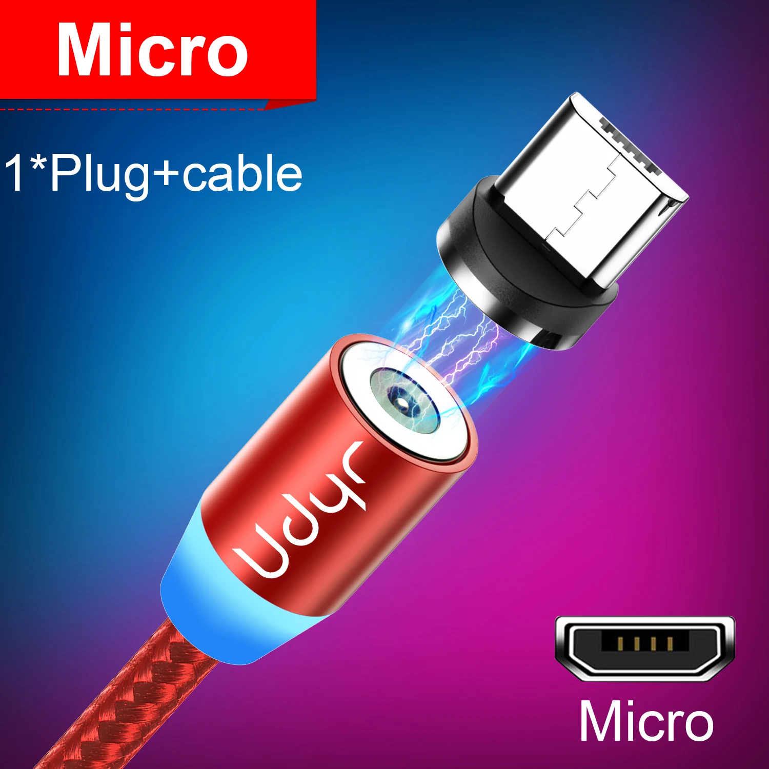 Магнитный кабель Udyr для быстрой зарядки, кабель Micro usb type-C для iphone, samsung, Xiaomi, магнитное зарядное устройство, кабель USB для мобильного телефона - Цвет: Red For Micro usb