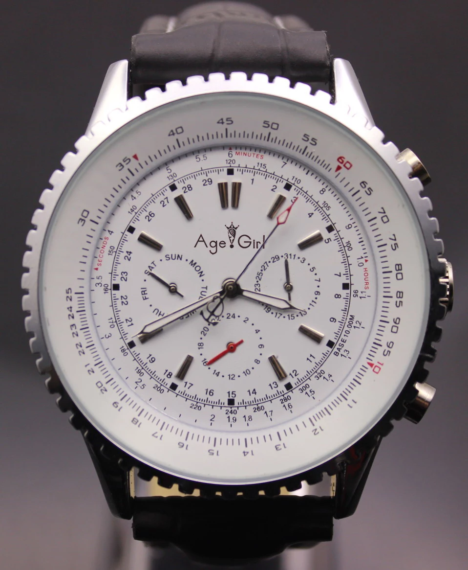 Leather White Мужские часы эксклюзивные автоматические механические часы с большим циферблатом 50 мм из нержавеющей стали черные кожаные мужские часы с хронографом - Цвет: Leather White