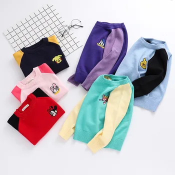 

2020 New Spring Autumn Children Mickey Sweater Cartoon Boys Girls Knitwear Cotton Pullover Sweater Kids T-shirt 1-6T