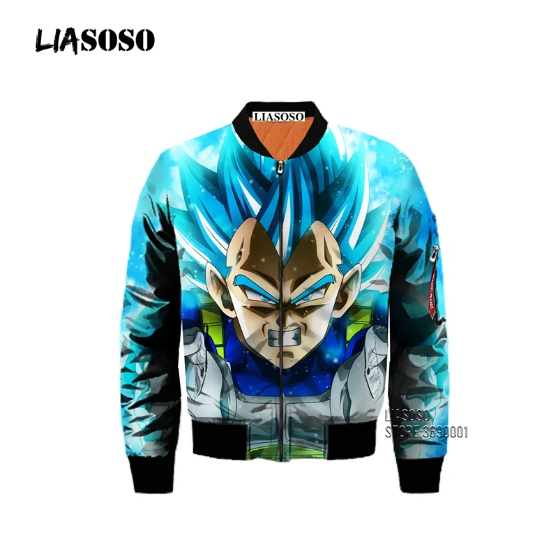 Dragonball Супер Saiyan Goku Vegeta 3D принт Мужская Зимняя Толстая куртка-бомбер летная Куртка Пальто повседневные топы в стиле хип-хоп Уличная одежда