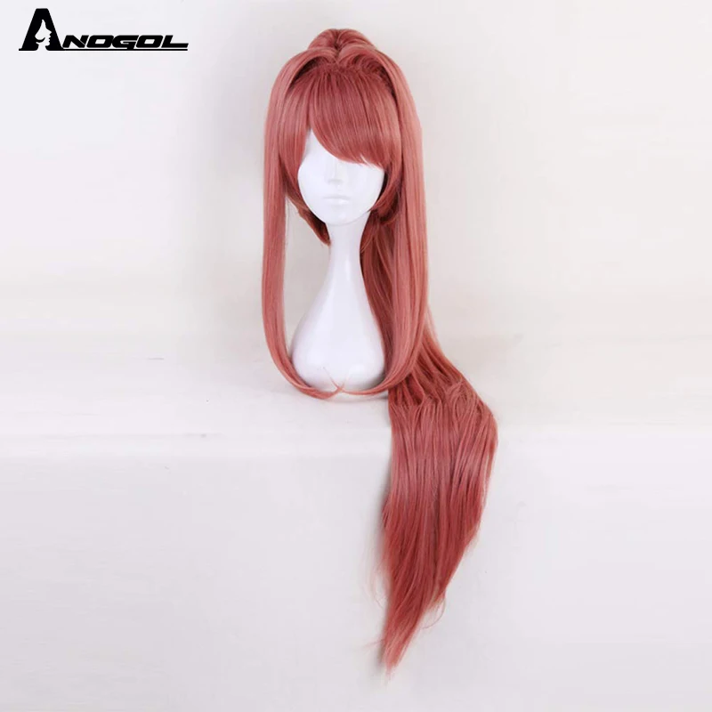 ANOGOL Monika Doki Doki Literature Club Yuri Sayori DDLC High temperature fiber Synthetic Cosplay Wigs For Girls Halloween