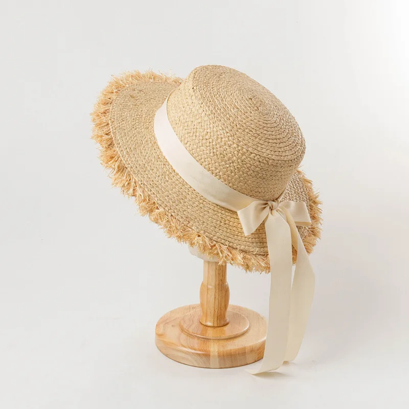 

Модная детская шляпа WeMe с бантом, шляпы от солнца из рафии, плоская шляпа для туризма на открытом воздухе