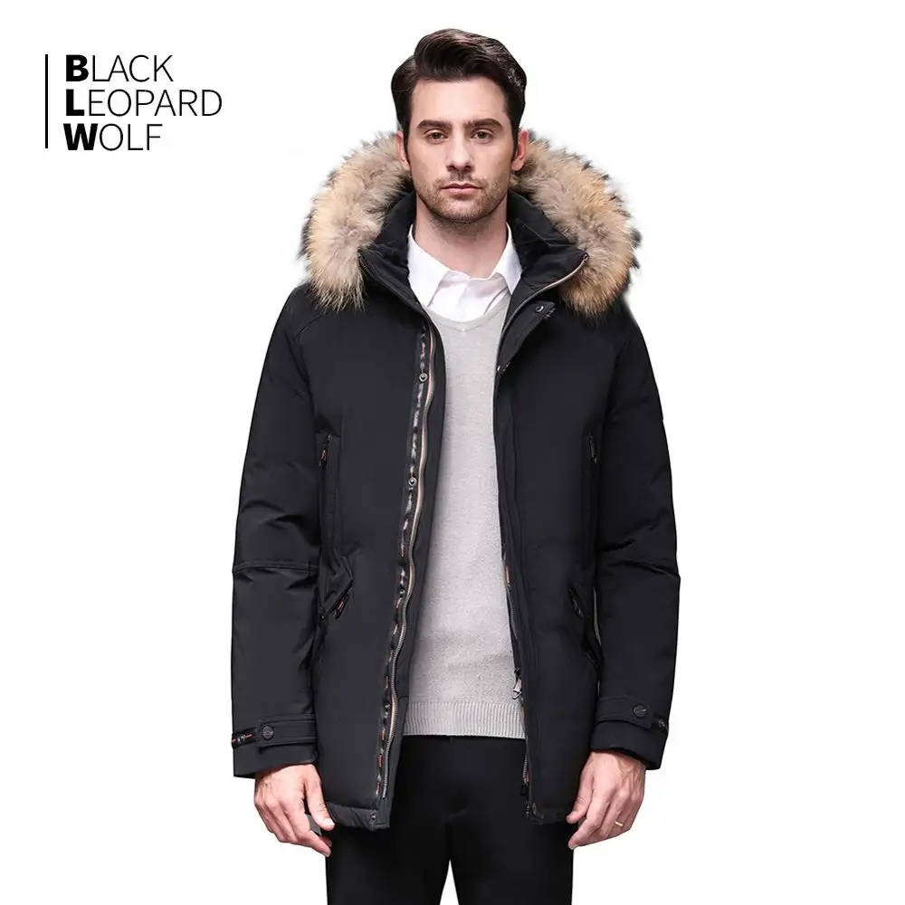 Blackleopardwolf 2019 Зимний мужской пуховик мужская парка съемный роскошный мех енота
