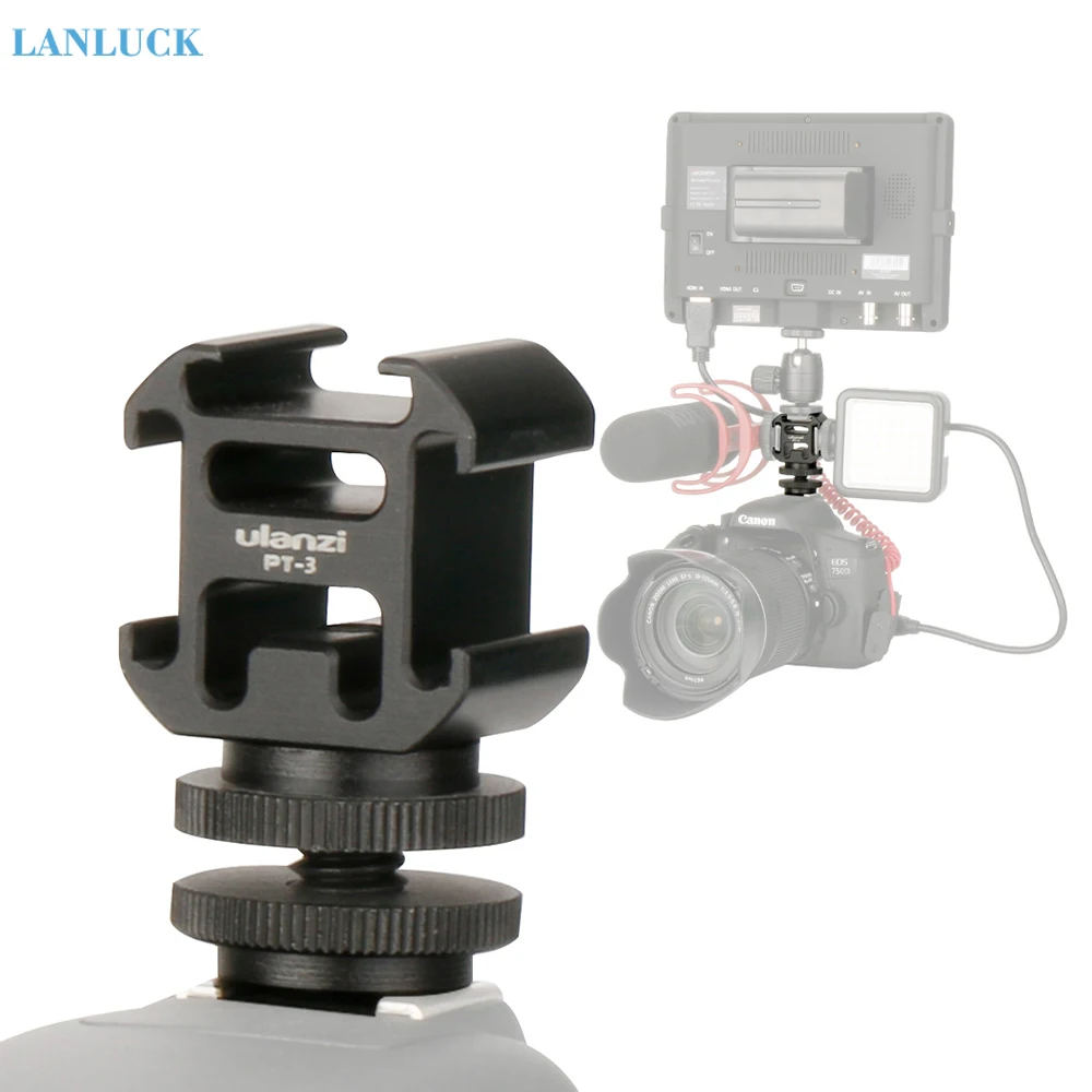 

Triple 3 Cold Shoe Mount Camera Shoe Mount Support for DSLR Nikon Canon Microphone Video LED Light Camera Extension Accessories