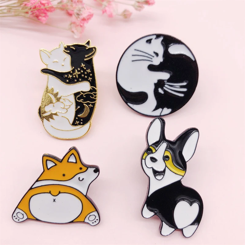 Dog Puppy Enamel Pin Cute Animal Cat Pins Jacket Brooch Handbag Badges Jewelry Gift for Friends | Украшения и аксессуары