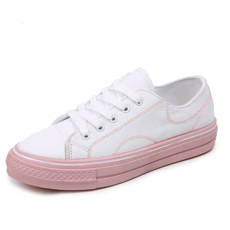 

2020 Women Platform Casual Shoes INS Korean Fashion Sneakers White Female Flat Breathable Lace Up Vulcanized Canvas Shoes Woman