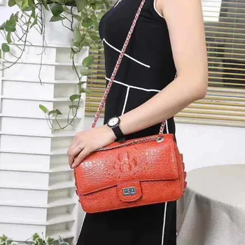 

difutouzi new crocodile leather skin women bag chain bag free shipping One shoulder aslant size: 26cmX18cmX8cm