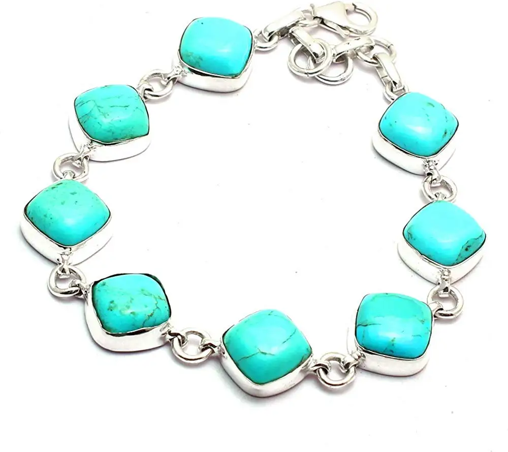

Genuine Mohave Turquoise Bracelet 925 Sterling Silver,20.5 cm, 2SBR0110