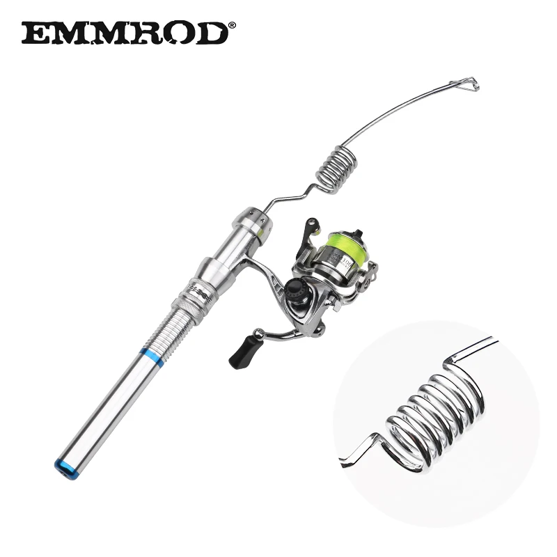 EMMROD Mini ICE Fishing Rod Boat Ice Winter Fishing Rod With XM100 Spinning Fishing Reel Fishing Tackle set De Pesca IZ-XM