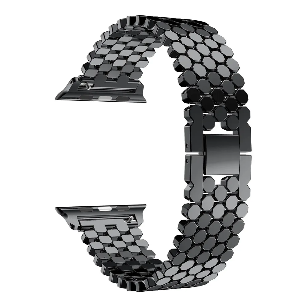 Black Модный металлический ремешок для часов для Apple Watch 40 мм 44 мм 38 мм 42 мм Смарт-часы серии 5 4 3 2 браслет для iWatch наручный ремень - Цвет ремешка: Black