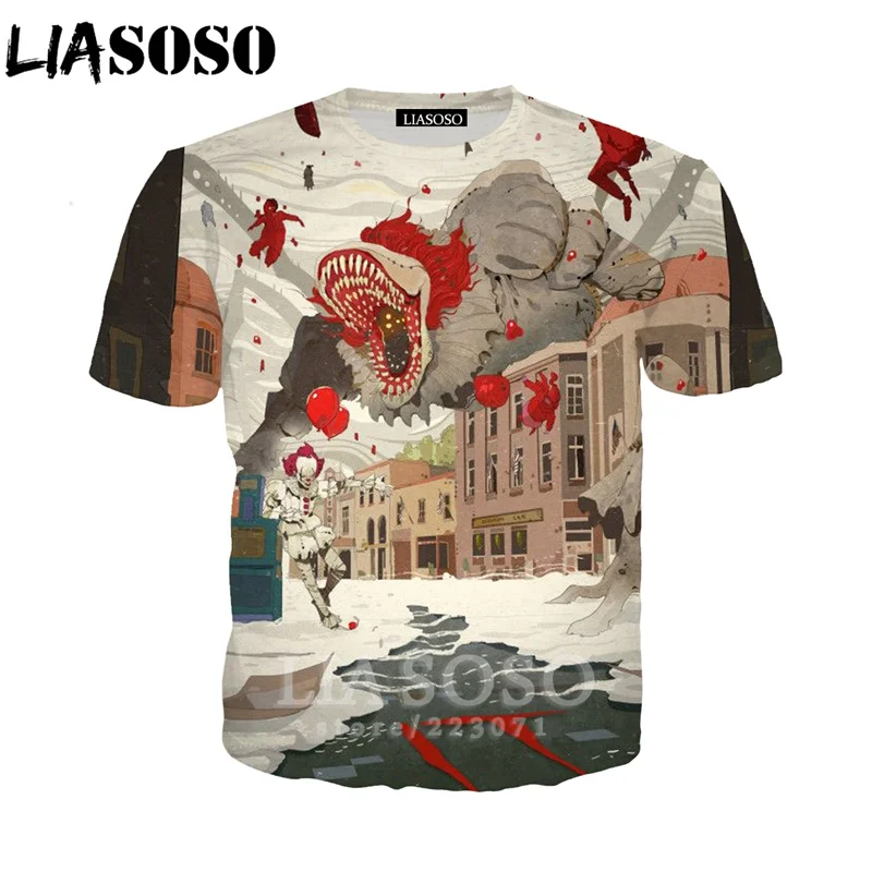 

LIASOSO Men Women Pennywise Sweatshirt 3D Print It Chapter Two Terror Clown T Shirt Fashion Street Hip Hop Top Pullover A305-50