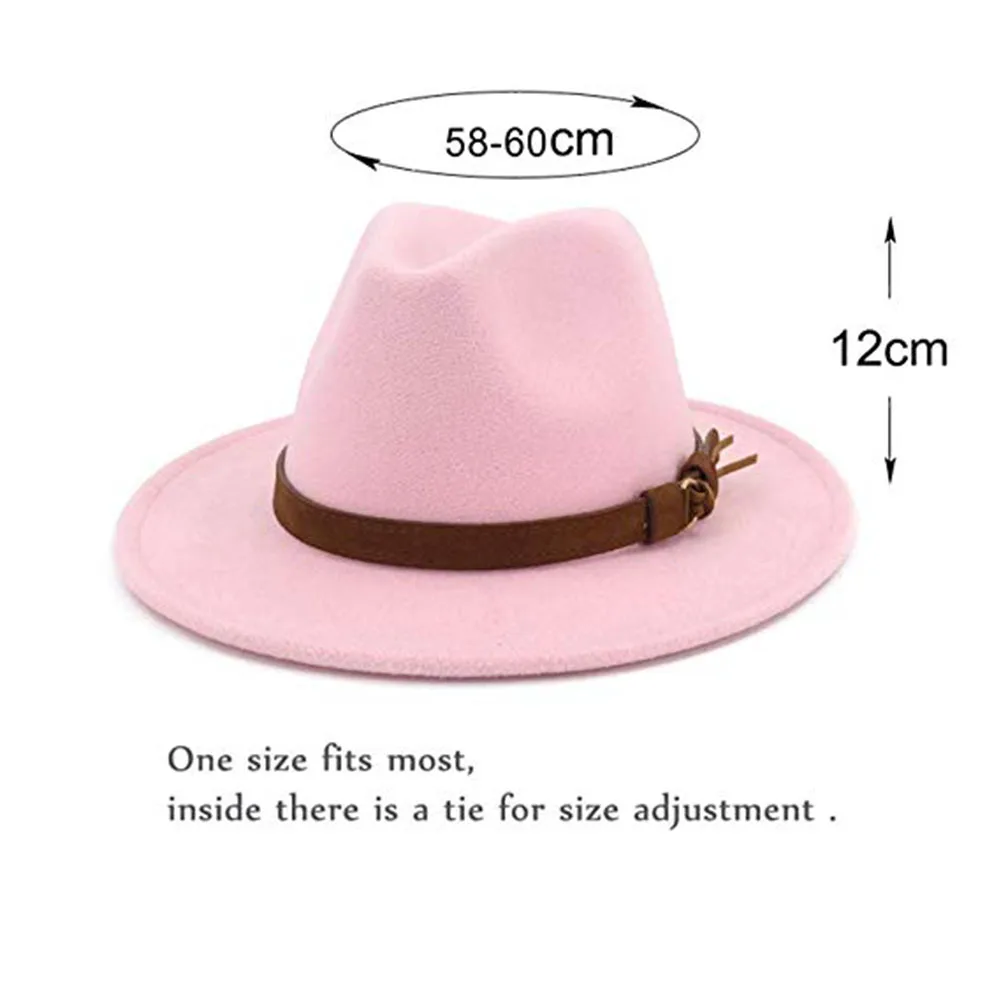 Винтаж сплошной цвет фетровый котелок с широкими полями Fedora Hat Зима флоппи Женская кепка Джаз горра Европейский Американский Круглый Кепка s котелок шапки