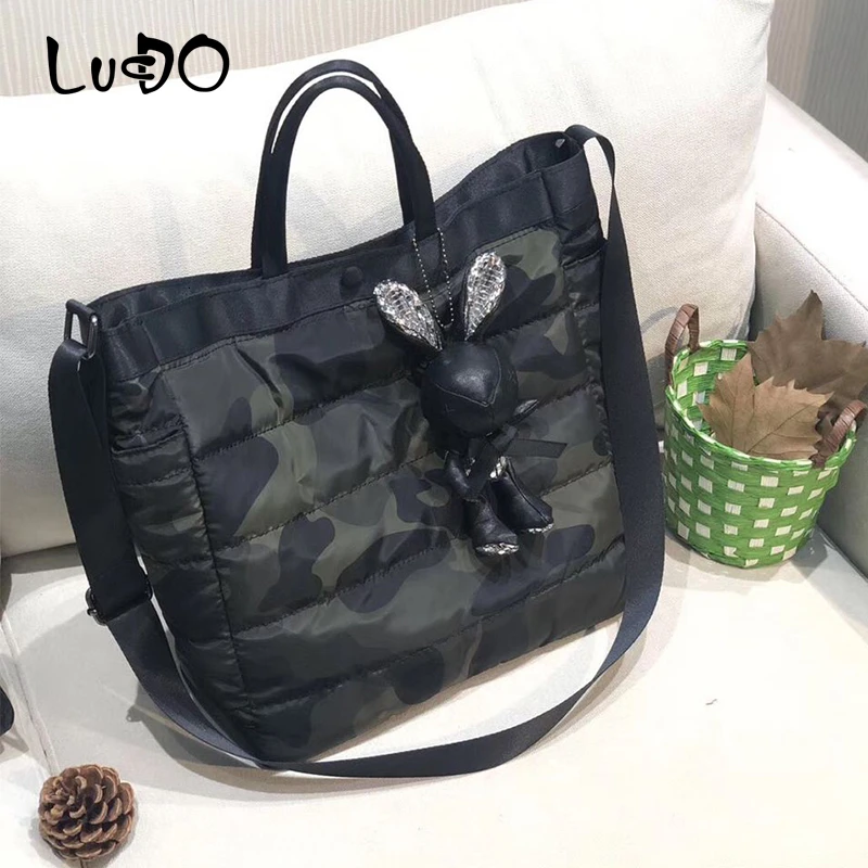 

LUCDO Winter Space Bale Handbags 2019 Fashion Casual Space Cotton Large Totes Bag Ladies Down Bag Canvas Nylon Shoulder Bags Sac