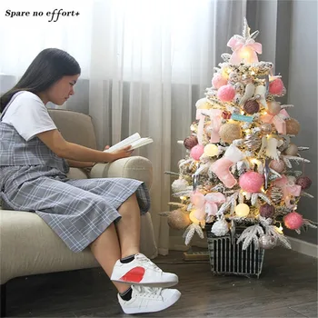 

Big Christmas Tree With Lights Small Accessories Ball Bowknot Navidad Gifts Christmas Desktop New Year Decorations