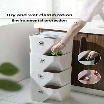 

1pc Garbage Can Stack kitchen Sorting Garbage Can Household Recycling Dry Wet Separation Bin Kitchen Office Rubbish Bin