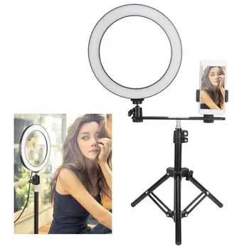 

10in LED Ring Light Dimmable 3500-6000k LED Vedio Light Photography Lamp with Phone Clip Foldable Tripod for Live VLOG