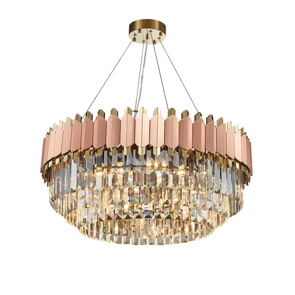 

E14 LED Postmodern Crystal Stainless Steel Rose Gold Pendant Lights.Pendant light Suspension Luminaire Lampen For Dinning Room