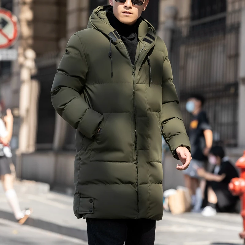 rain parka Single Road Men's Winter Jacket 2021 Warm Hooded Parkas Cotton Padded Long Coat with Fur Plain Solid Casual Jackets For Men best winter coats for men