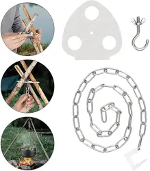 Campfire Tripod Grill Camping Grill Hanging Pot Stand Set Portable Triangle Bonfire Rack Picnic Holder BBQ Hiking Cookware Tool