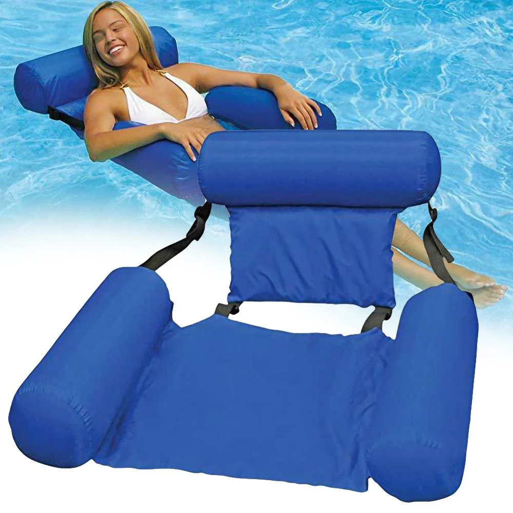 

Adult Water Hammock In Air Mattress Swimming Pool Beach Lounger Floating Sleeping Cushion Foldable Inflatable Lazy Bed Chair