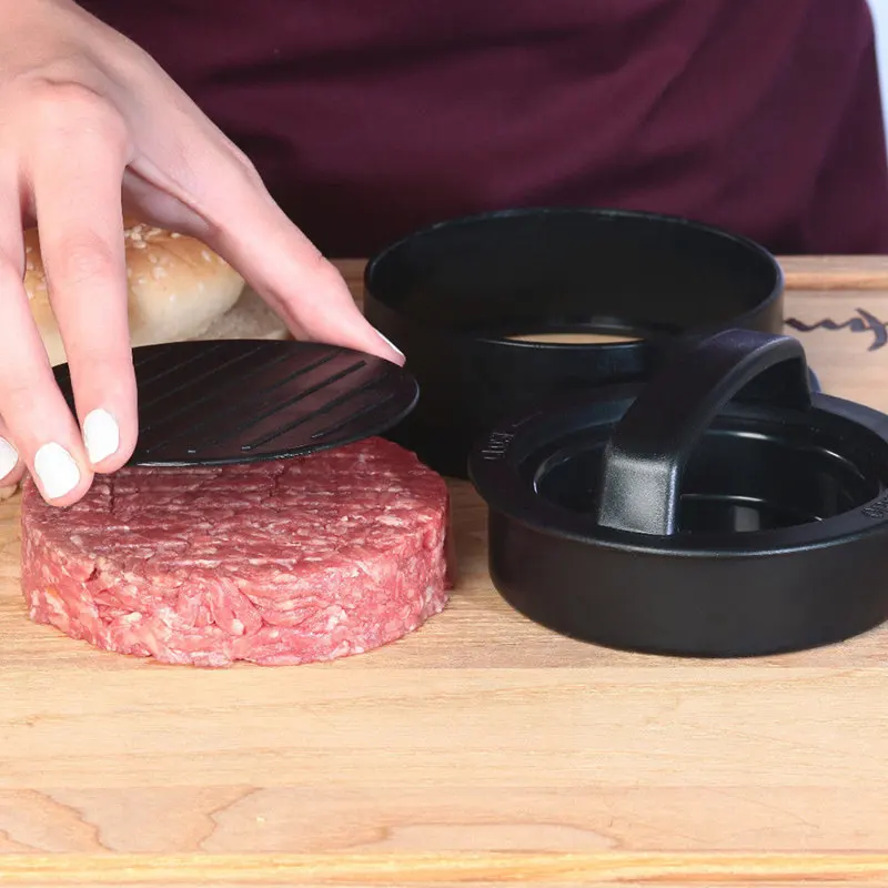 3 in 1 Stuffed Press Meat Patty Hamburger Maker Mold Sliders Non Stick Plastic Meat Pie Mould Kitchen Cooking Tool Black