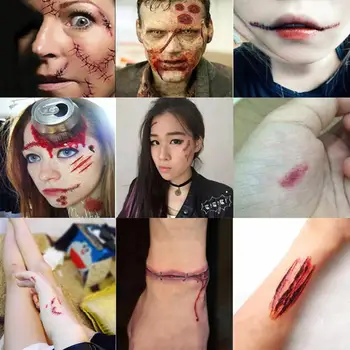 

30PCS Halloween Tattoo Stickers Face Simulation Knife Horror Waterproof For Kids Women Men Party Entertainment