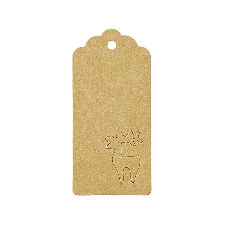 Kraft Elk 100 шт/партия елка Рождественская елка крафт бумажные бирки DIY ремесла Висячие бирки подарочные упаковочные принадлежности этикетки для украшения рождественской вечеринки - Цвет: Kraft Elk