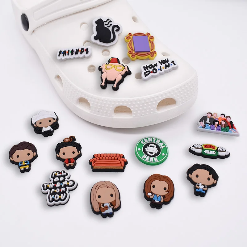 Shoe Charms Decorations 10 Pieces/lot PVC Cute Anime Friends Shoe Charms Fashion Shoe Buckles Croc Charms