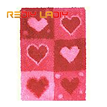 

Latch Hook Rug Kits Crocheting Carpet Rug Red Pink Love Acrylic Yarn Pre-Printed Canvas Cushion Mat DIY Crochet Tapestry Crafts