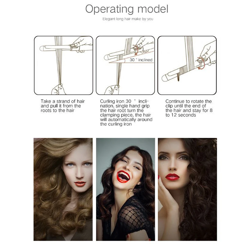 Description Picture 5 of itemElectric Ceramic Hair Curler Long Curling Tong Wand 22-32mm Professional Hair Curling Iron Roller Curls Wand Fashion Styling