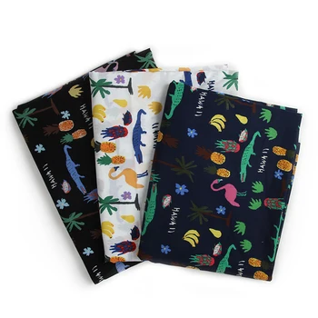 

Japanese pastoral style crocodile banana pitaya pattern fabric printed cotton and linen fabric DIY clothing fabric