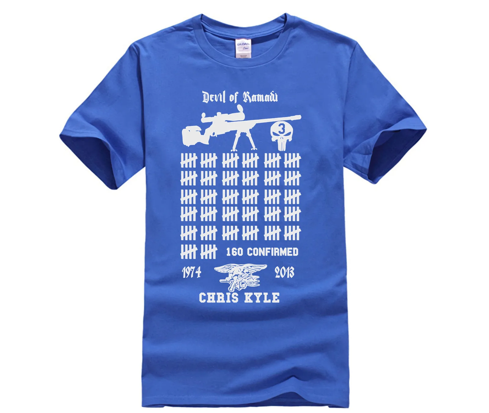 The Devil of Ramadi T-shirt bleu Chris Kyle American Sniper Tireur Cpo 