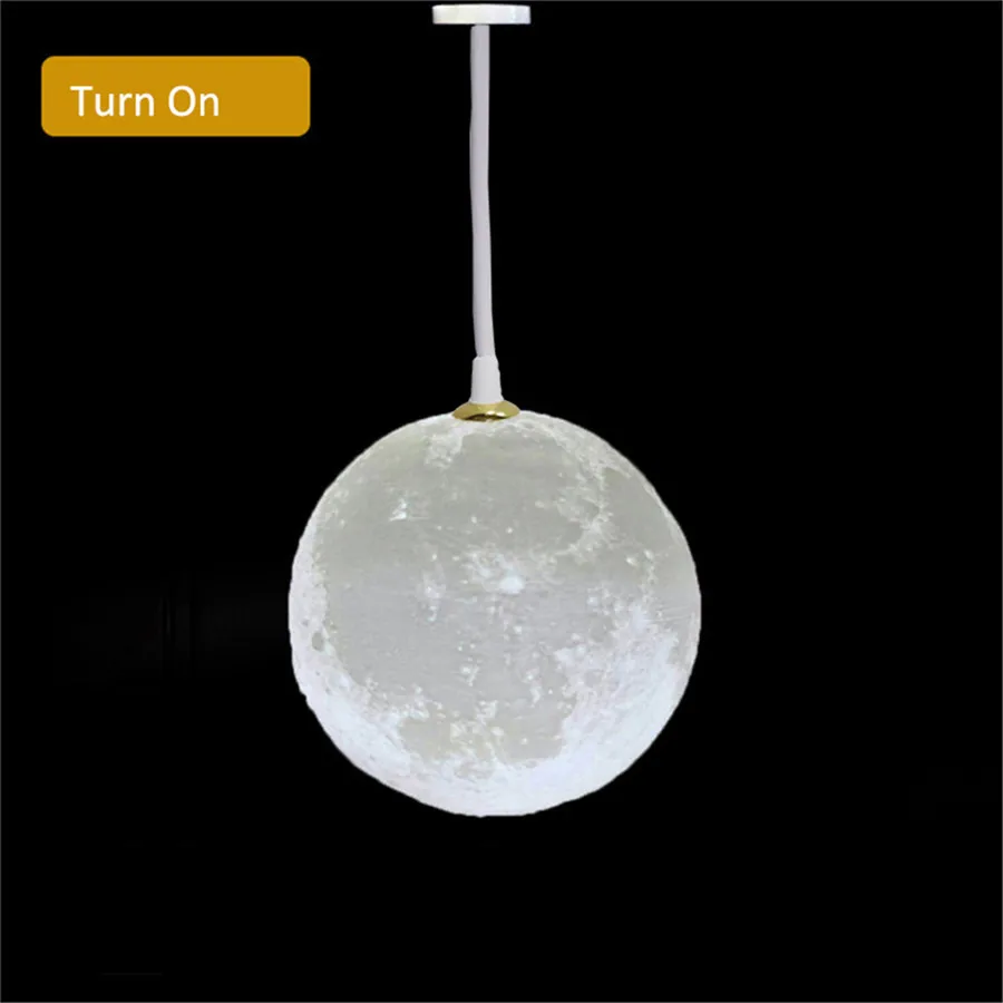 H02e000974a9541e5b2988607df28966az 3D Print Moon Pendant Lights Novelty Creative Atmosphere Light 7W AC110-220V Moon Hanging Lamp For Bedroom Home Decoration