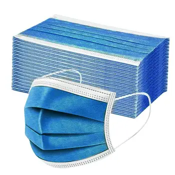 

10 / 50 / 100 / 500 piece disposable mask 3-layer filtering earring dust and ventilation mask Royal Blue Adult dust mask