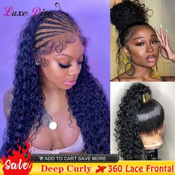 Luxediva Deep Curly Wave Lace Front Wig 360 Lace Frontal Wig Kinky Curly Wig 13X4 Lace Front Human Hair Wig T Part Closure Wig