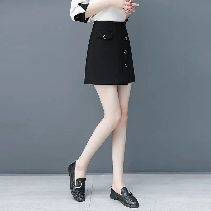 

2020 Spring Skirt Short Skirt New Style A- line Skirt Irregular Black Dress Yifan Surplus