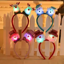 Рождественская головная повязка светящаяся одинарная/двойная кнопка Санта-Клауса/оленя/снеговика светодиодный светильник на батарейках светящийся