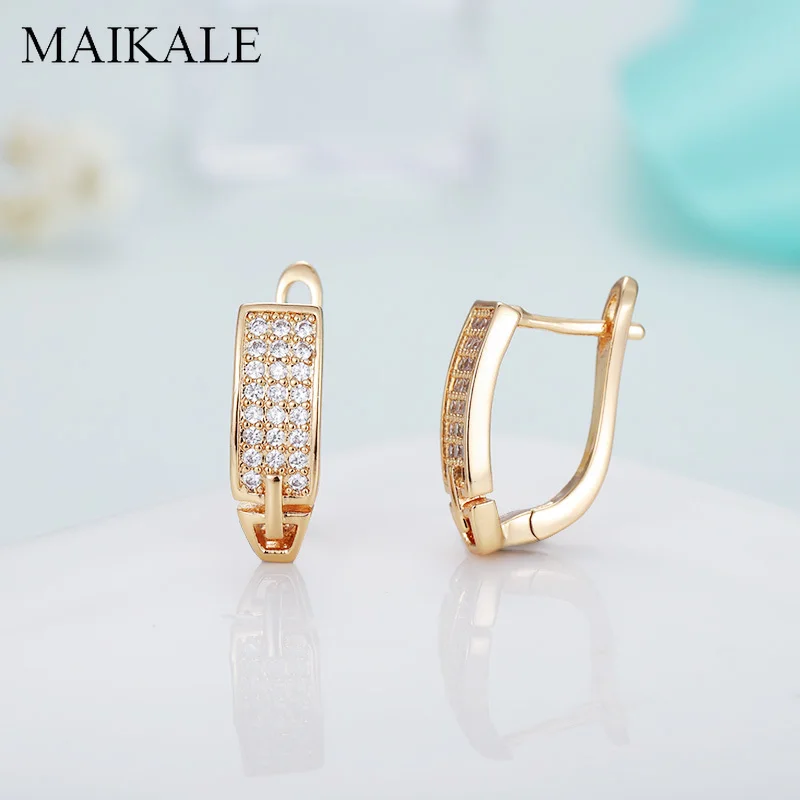 Женские серьги гвоздики с фианитом MAIKALE модные компактные
