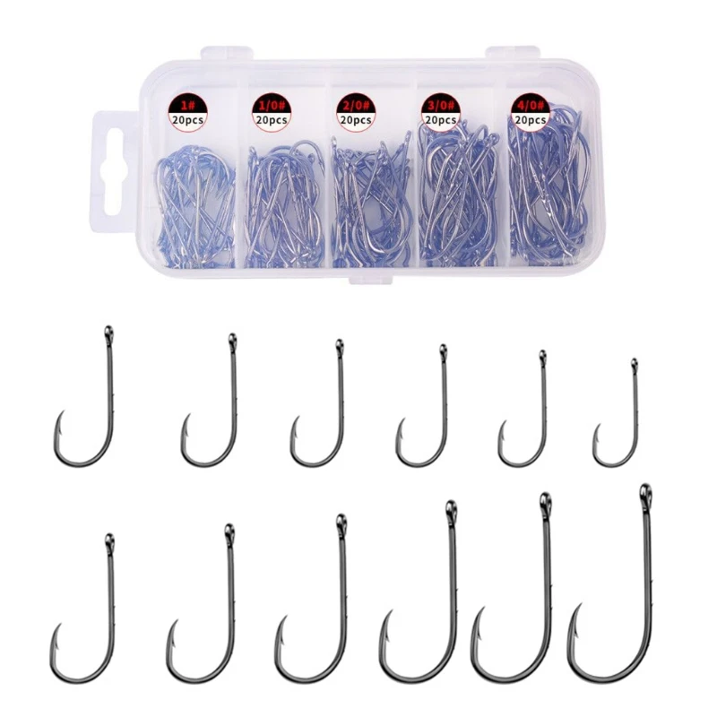 

100 Pcs/Box Baitholder Fishhook Carp Fishing Hooks Jig Big Barbed Hook High Carbon Steel Saltwater Tackle